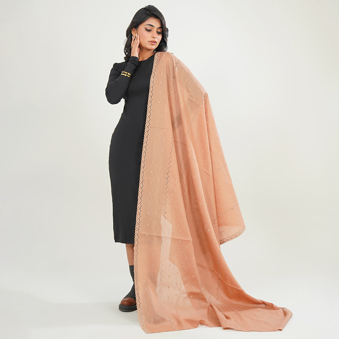 Embraided chikankari shawls - (Tee Pink)