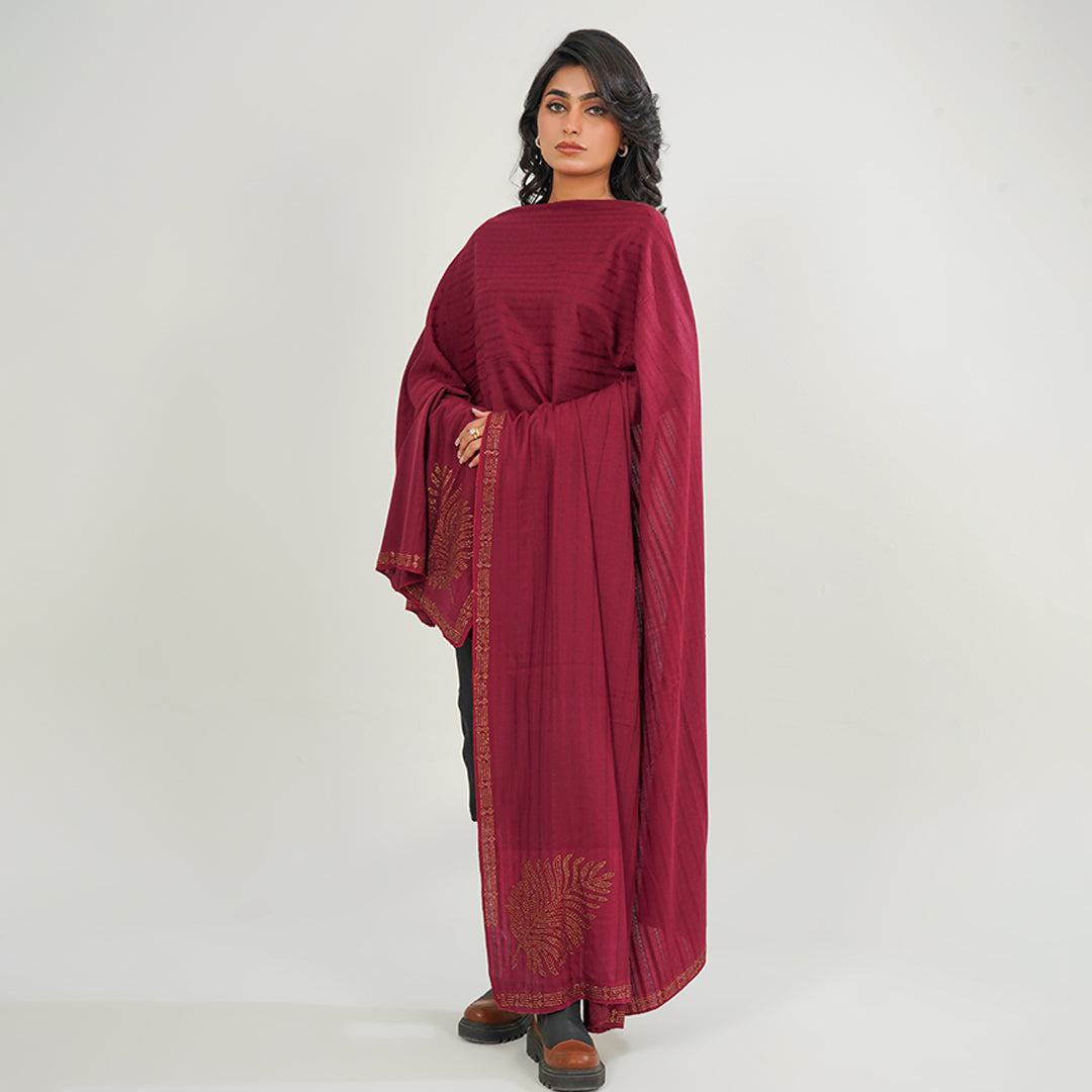 Plain Summer Stone Shawls (Mehroon)