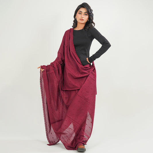Embraided chikankari shawls - (Mehroon)