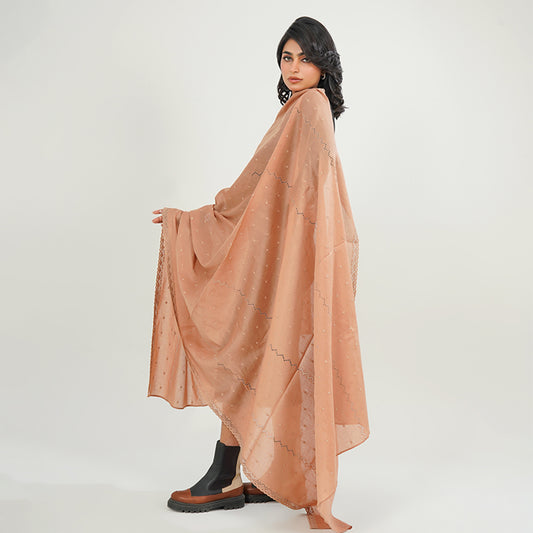 Embraided chikankari shawls - (Tee Pink)