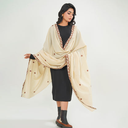 Kashmiri Summer Shawls - (Cream color)