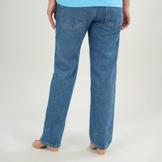 Relaxed Fit Plain Blue Jeans