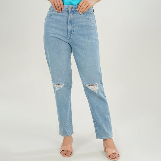 Ripped Mom Jeans in Light Blue
