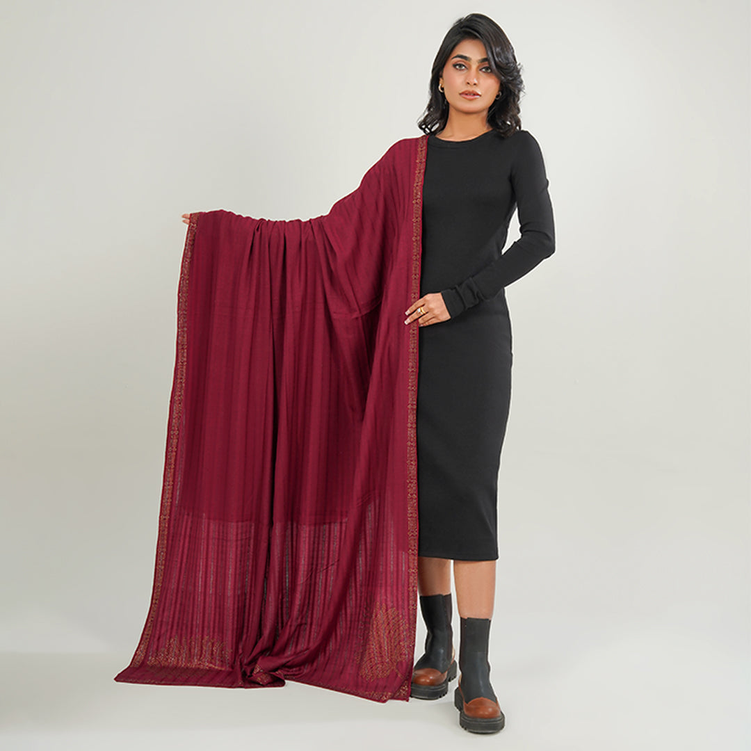 Plain Summer Stone Shawls (Mehroon)